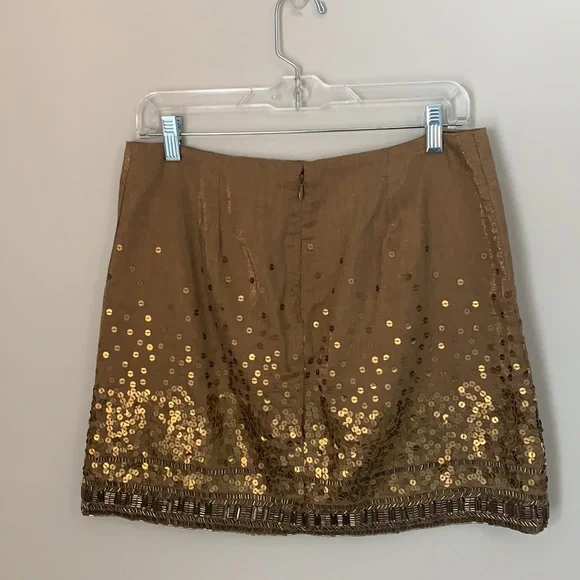 Jennifer Lopez Embellished Tan Mini Skirt Size 6 - Picture 3 of 9